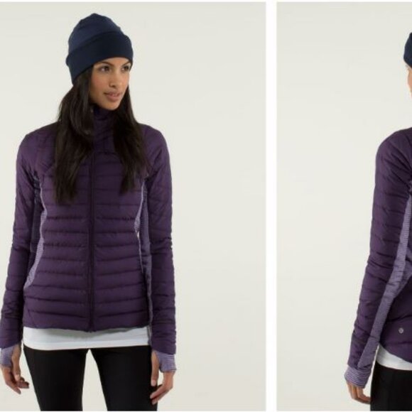Lululemon Fluff Off 800-Fill Goose Down Puffer Jacket Deep Zinfandel Purple Sz 8 - Picture 1 of 12